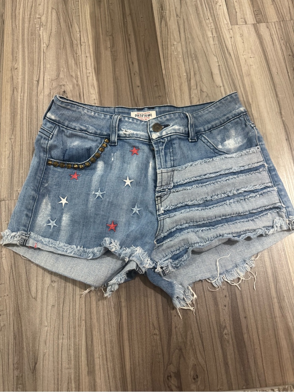 #6 GUESS Americana Stars & Stripes Denim Shorts Size 27